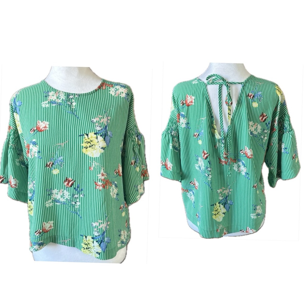 Green Flower Blouse Size M